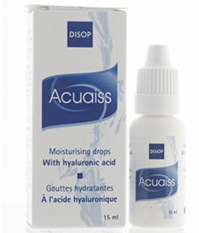Acuaiss Drops містить гіалуронову кислоту, яка забезпечує кращу мастило, негайно знімаючи відчуття сухості очей або роздратування очей. 