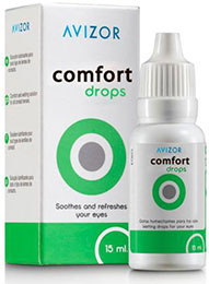 КАПЛИ AVIZOR COMFORT DROPS очень хороши в качестве успокаивающего средства для глаз при ношении контактных линз.